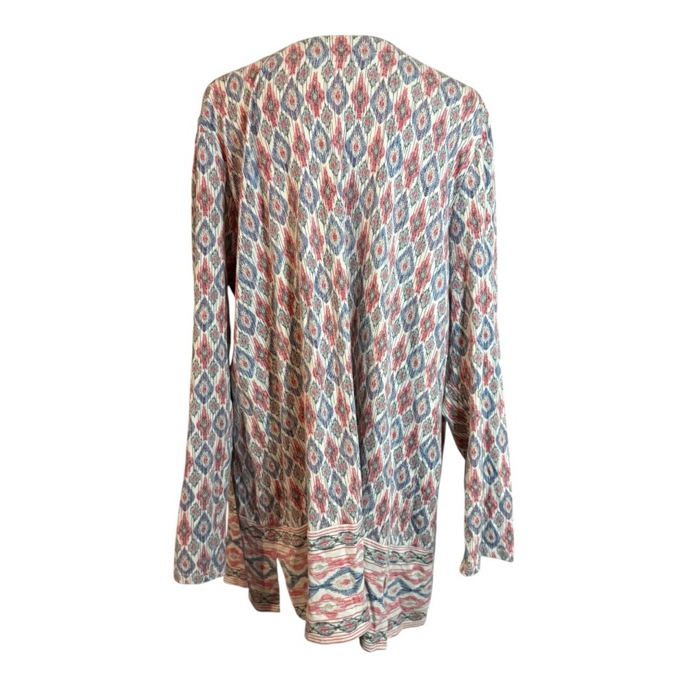 J.Jill Geometric Ikat Print Dress Professional Resortwear Coral Blue - Picture 3 of 6